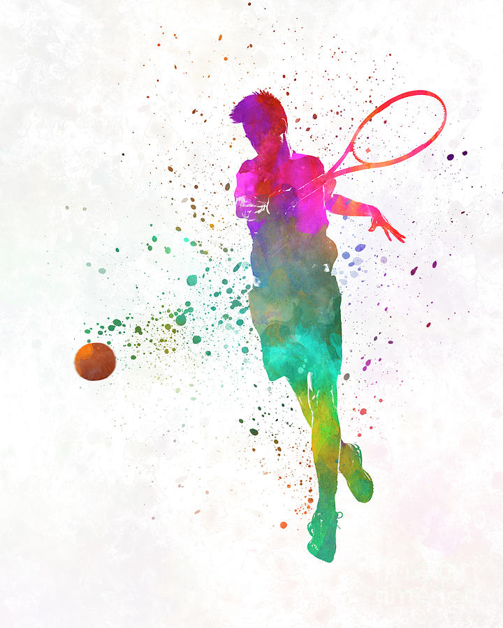 720x900 Man Tennis Player 01 In Watercolor Painting By Pablo Romero