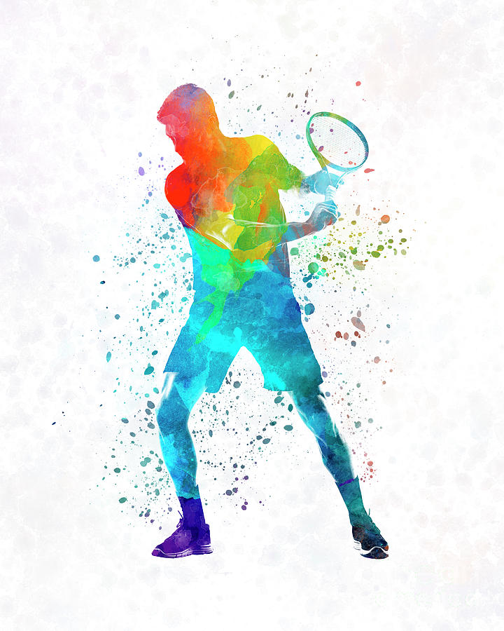 720x900 Man Tennis Player 02 In Watercolor Painting By Pablo Romero