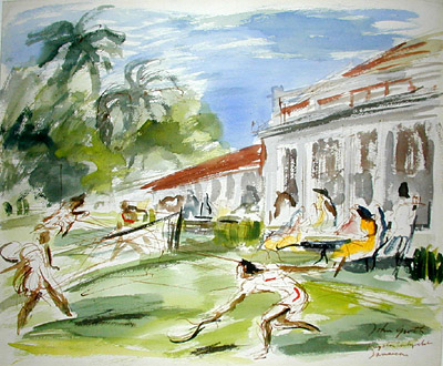 400x330 Sports Art, Tennis, Country Club, Kingston, Jamaica, John Groth