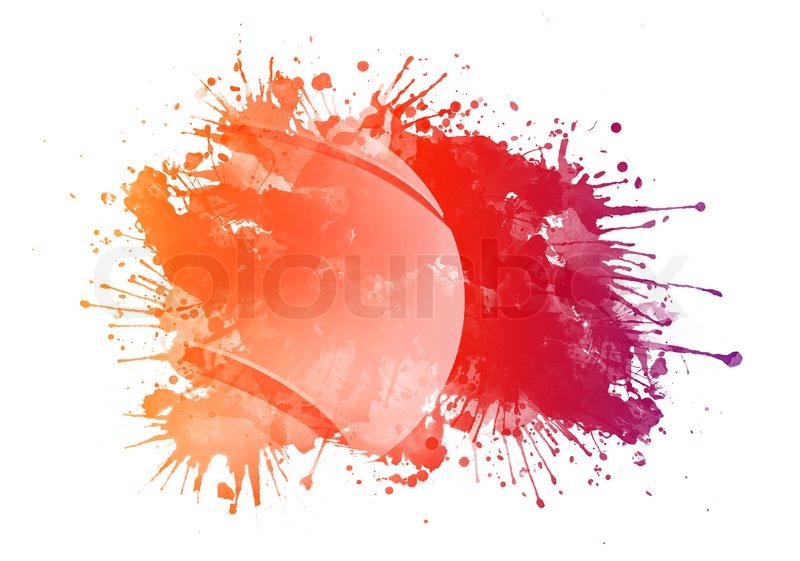 800x561 Tennis Ball In Watercolor Isolated On White Background. Stock