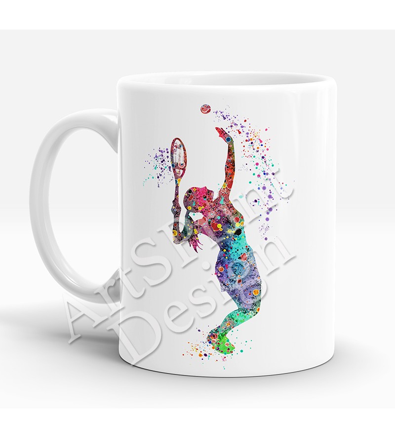 800x888 Tennis Player Girl Watercolor Mug