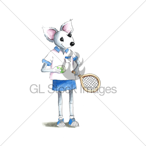 500x500 Watercolor Tennis Mouse Gl Stock Images