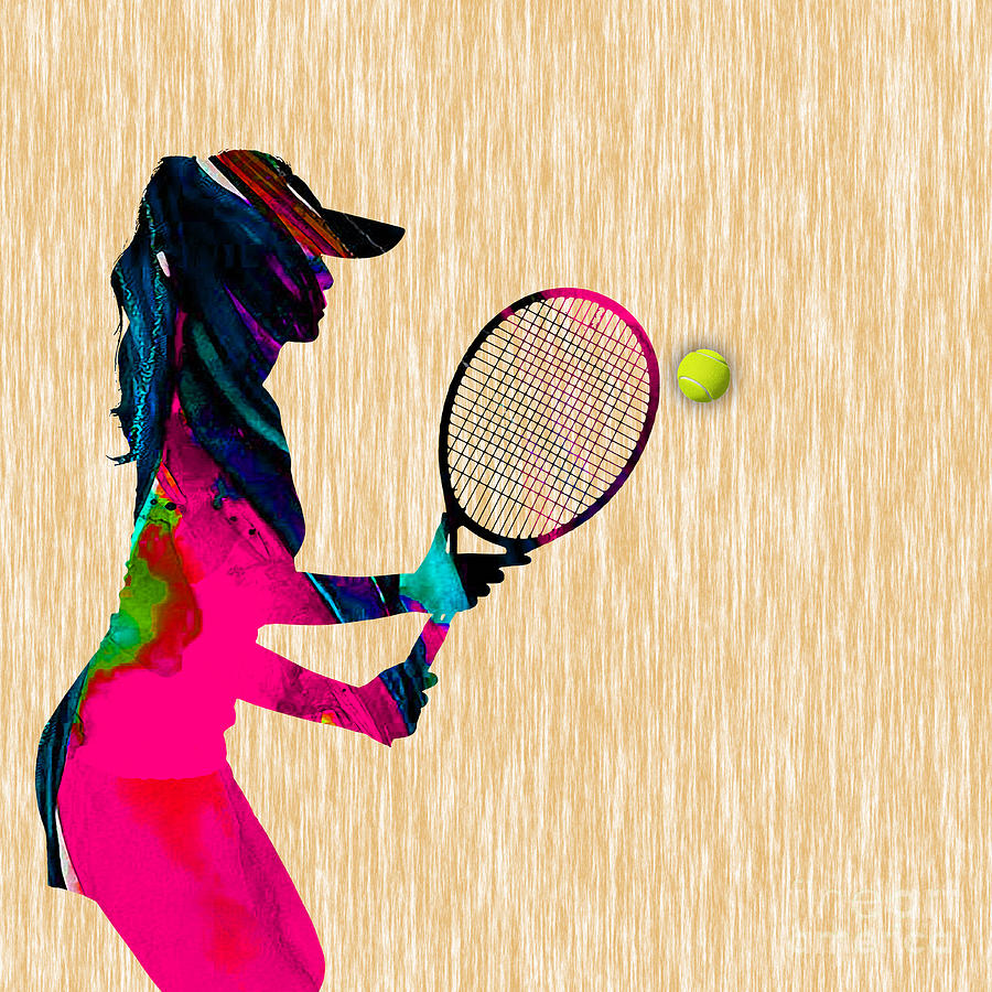 900x900 Womens Tennis Watercolor Mixed Media By Marvin Blaine