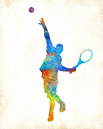 400x500 Tennis Player Mens Serve Watercolor Art Print By Dan