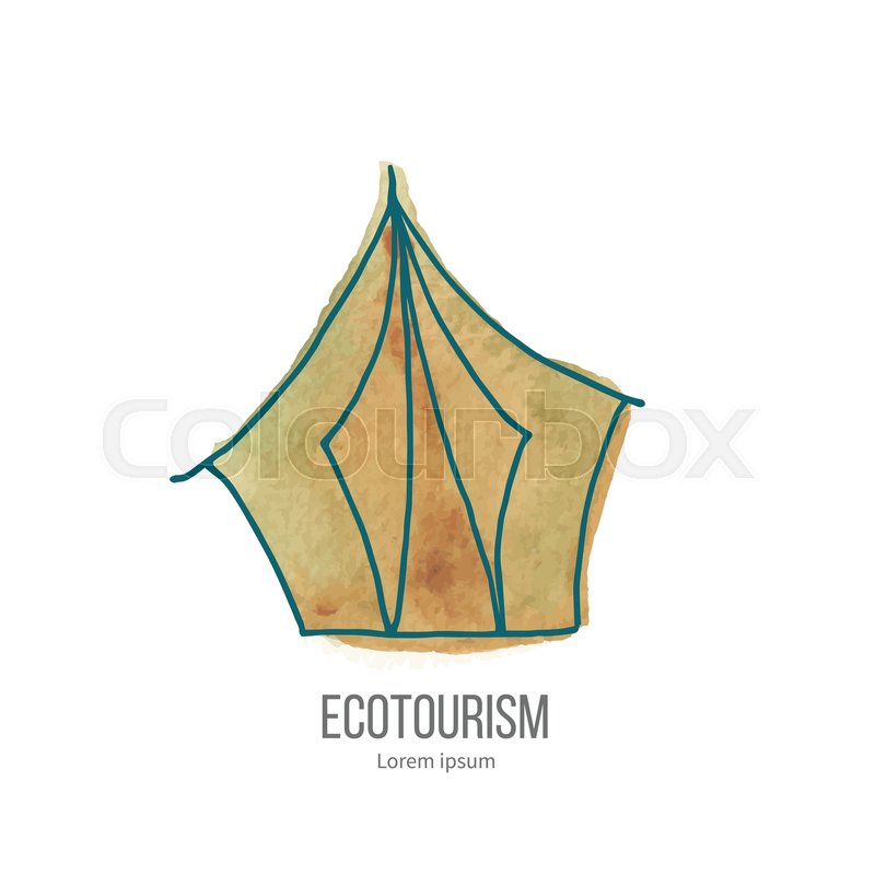 800x800 Camping Tent. Ecotourism Monochromatic Line Design Element On Hand