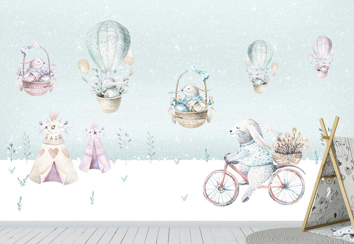 1200x828 Modern Kids With Blue Background Themed Balloon Rabits Tent