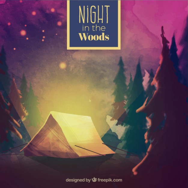 626x626 Watercolor Camping Tent Ina Beautiful Wood Vector Free Download