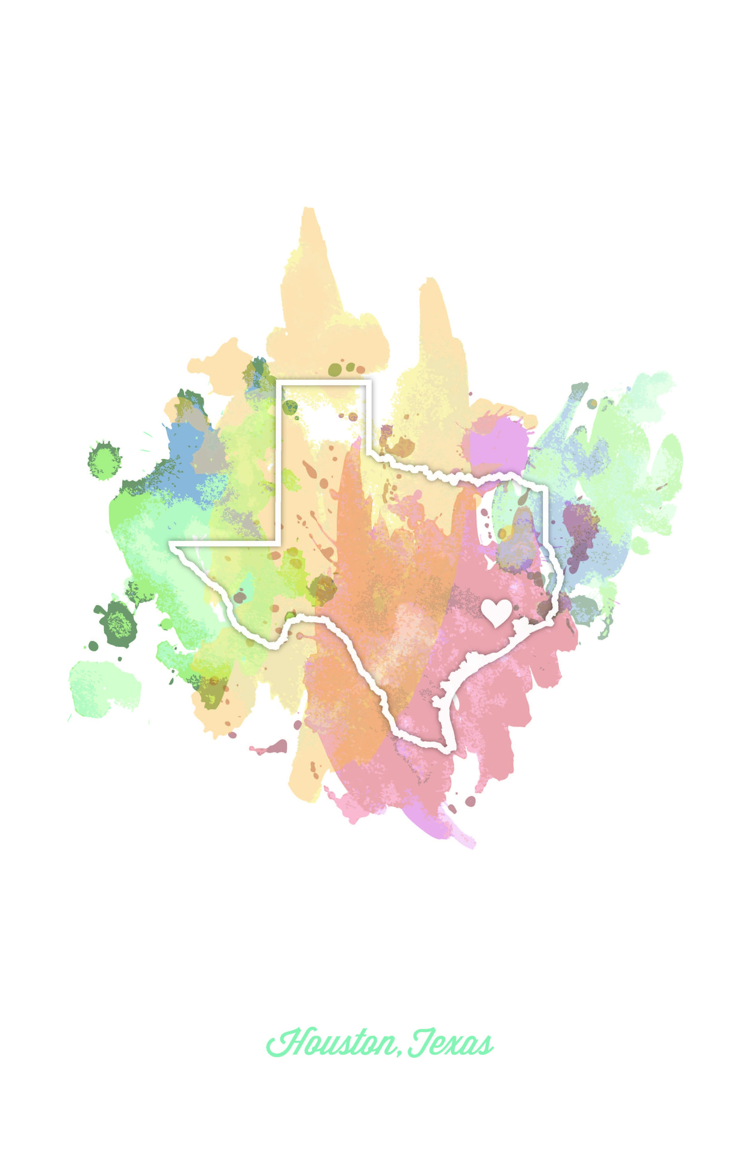 2500x3861 Houston, Texas Watercolor Print File