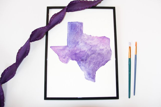 642x428 Shades Of Purple Texas Watercolor Custom State Watercolor Etsy