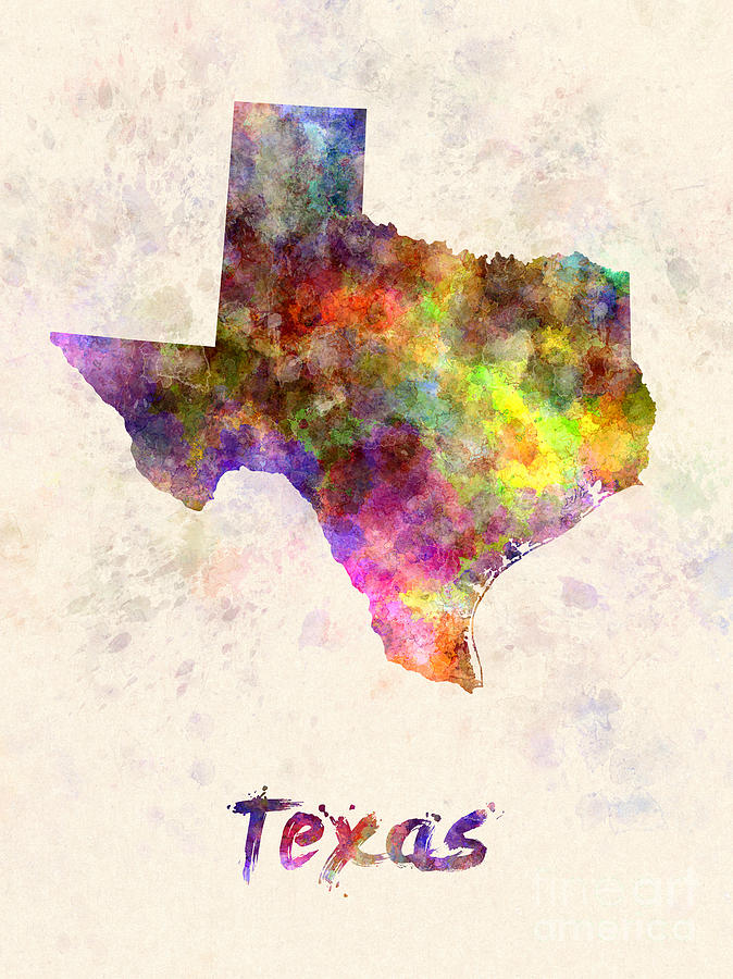 674x900 Texas Us State In Watercolor Painting By Pablo Romero