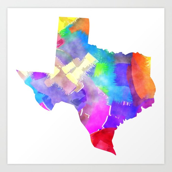 700x700 Texas Watercolor Art Print By Prawny Society6