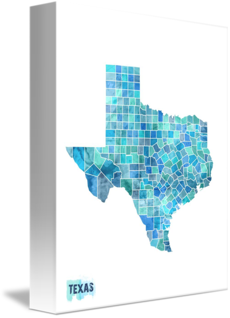 469x650 Texas Watercolor Map By Michael Tompsett