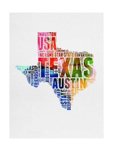 366x488 Texas Watercolor Word Cloud Art By Naxart
