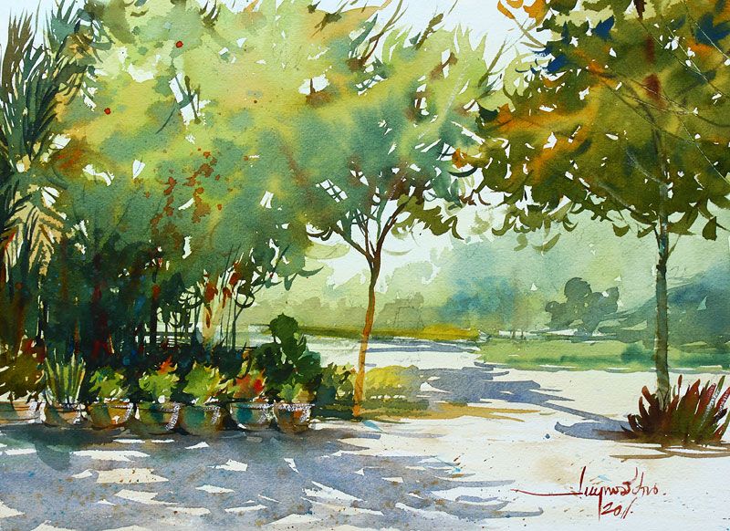 800x582 Watercolor Painting By Sarayuth Mepan Thailand Watercolor