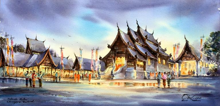 768x370 Watercolor Paintings By Thailand Artist Thanakorn Chaijinda