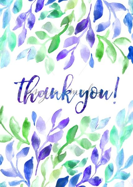 428x600 Watercolor Leaves Thank You Note