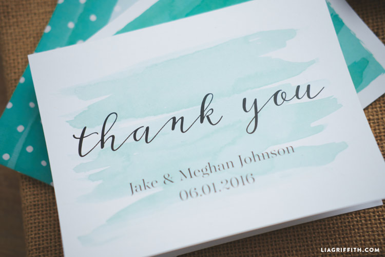 750x500 Watercolor Teal Wedding Thank You Cards