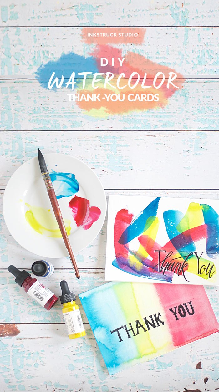 700x1253 Diy Watercolor Thank You Cards