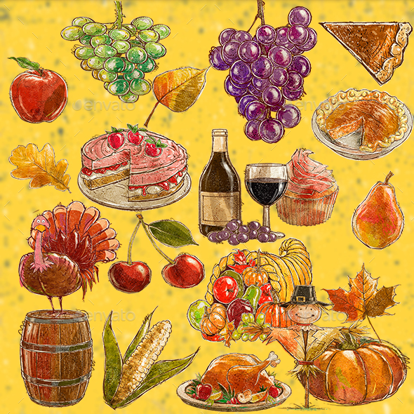 590x590 Thanksgiving Watercolor By Graphicsbackground Graphicriver