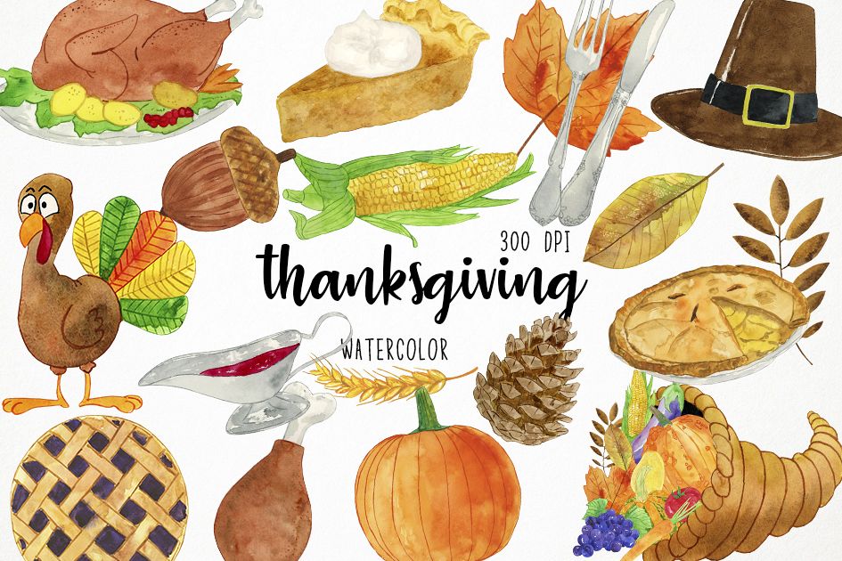 945x630 Watercolor Thanksgiving Clipart, Harvest Clipart