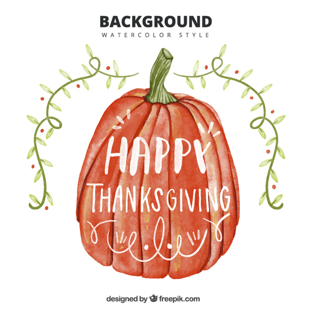 626x626 Decorative Pumpkin Watercolor Thanksgiving Background Vector