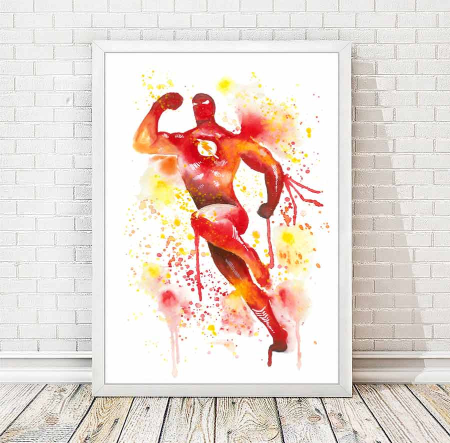 900x885 The Flash Art Print Avengers Superhero Watercolor Print Etsy