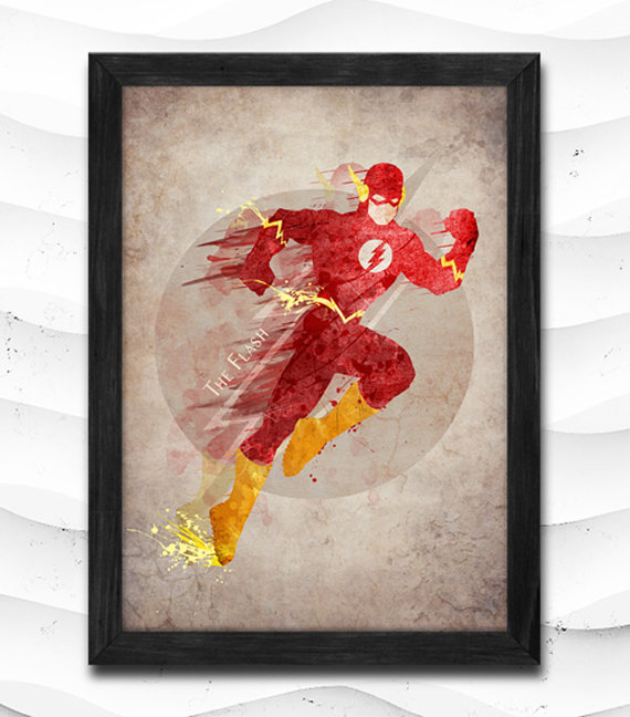 570x648 The Flash Watercolor Print Super Hero Poster Art Print Baby Room