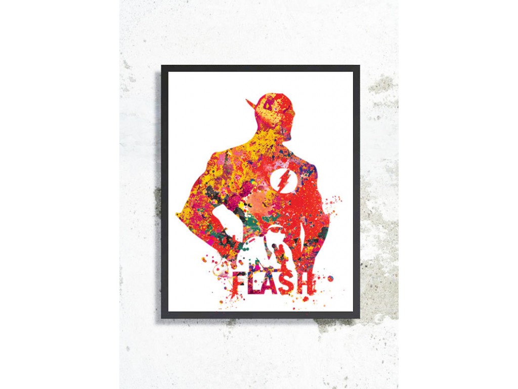 1024x768 Flash Watercolor Print Justice League Print Dc Comics Poster The