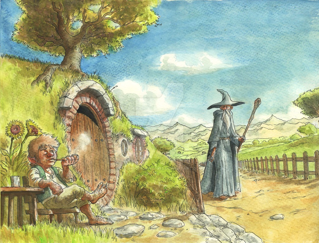 1024x778 The Hobbit Watercolor Illustration By Alonsomolina1985