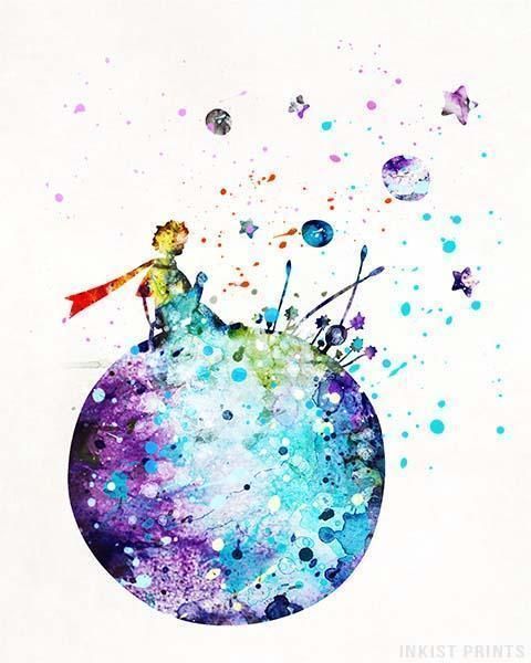 480x600 Little Prince, The Little Prince Type 2 Print Watercolor Print
