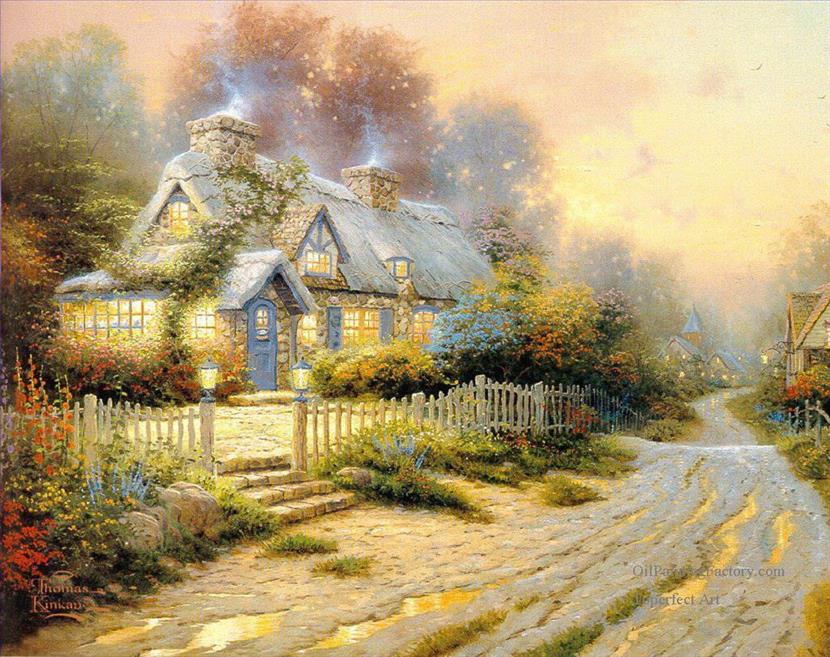 830x657 Oil Paintings Of 5 Teacup Cottage Thomas Kinkade Art For Sale By
