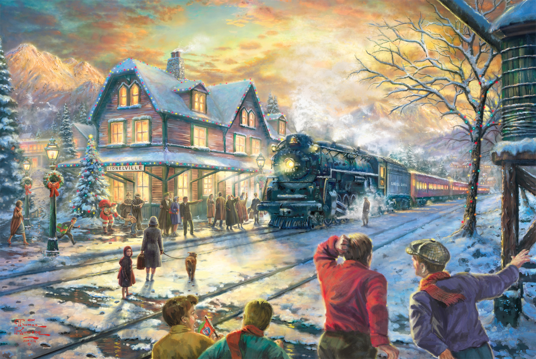 1800x1204 Thomas Kinkade All Aboard For Christmas Boxcar