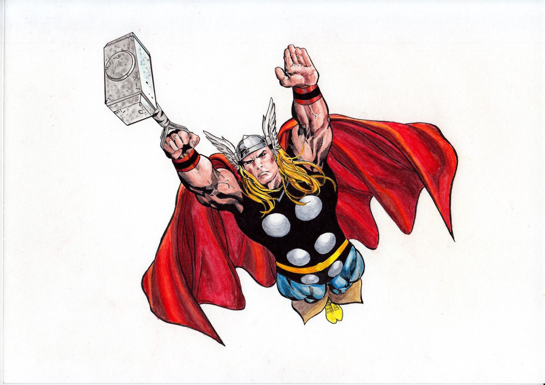 1752x1239 Thor (Watercolor) (Acuarela) Marvel Y Dc Acuarelas