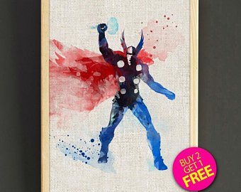 340x270 Thor Watercolor Art Etsy