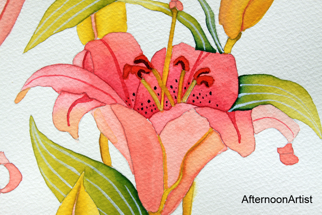 1080x720 Pink Lilies In Watercolor Afternoon Artist