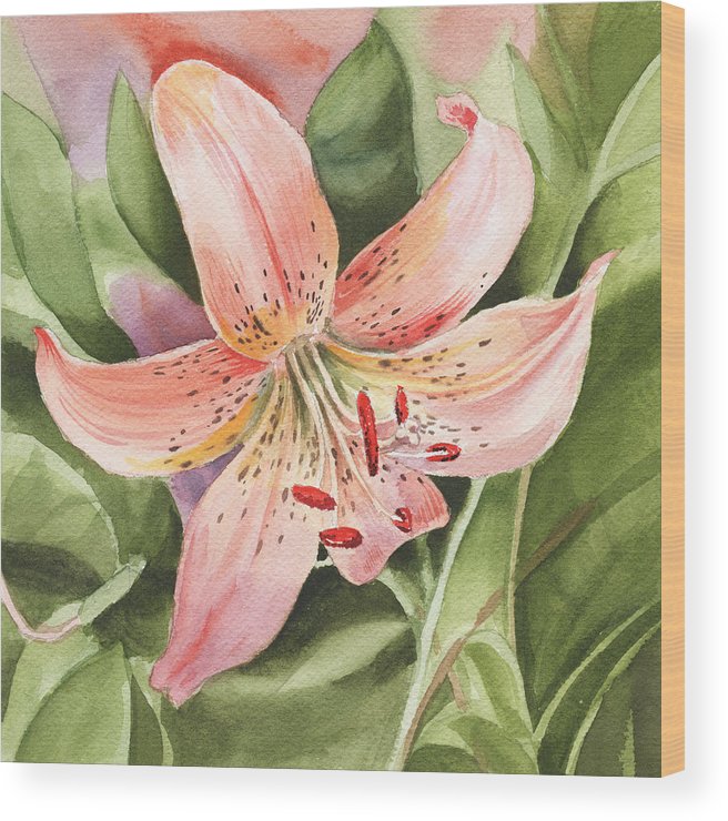 656x740 Tiger Lily Watercolor By Irina Sztukowski Wood Print By Irina