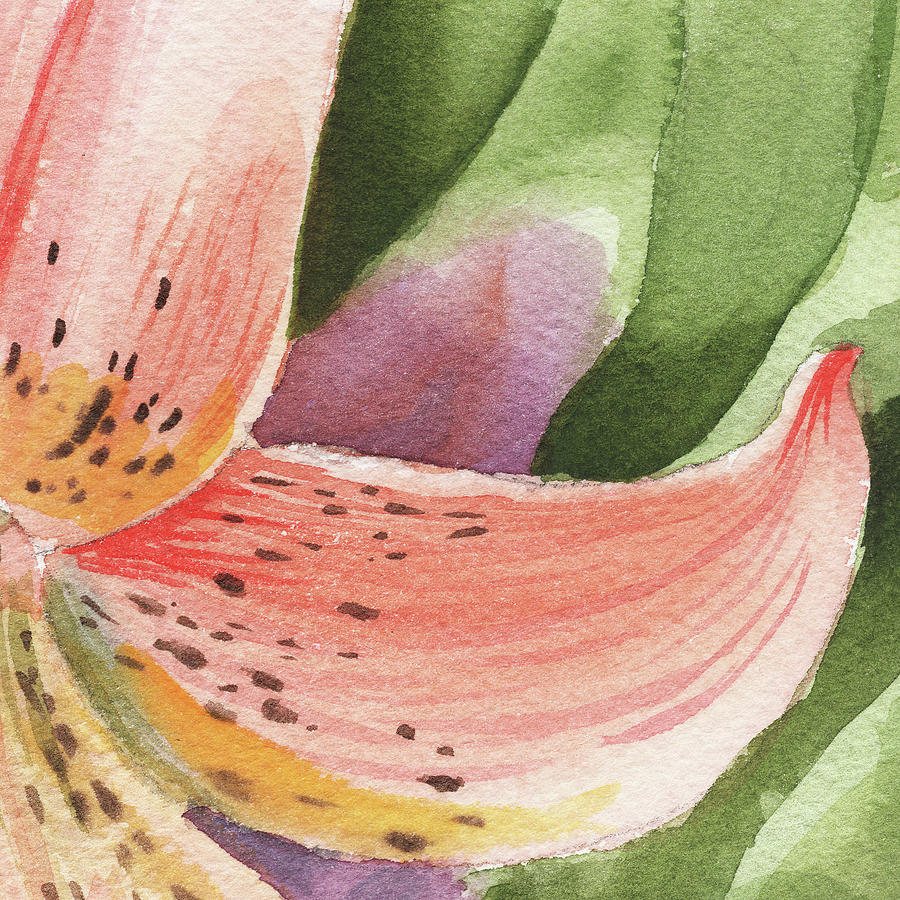900x900 Watercolor Tiger Lily Dance Of Petals Close Up Painting By Irina