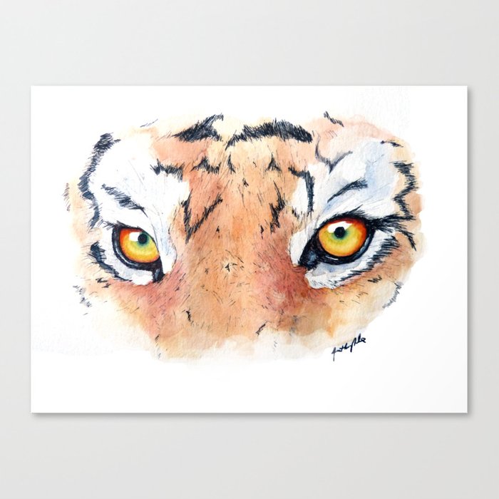 700x700 Tiger Eyes Realistic Watercolor Painting Canvas Print By