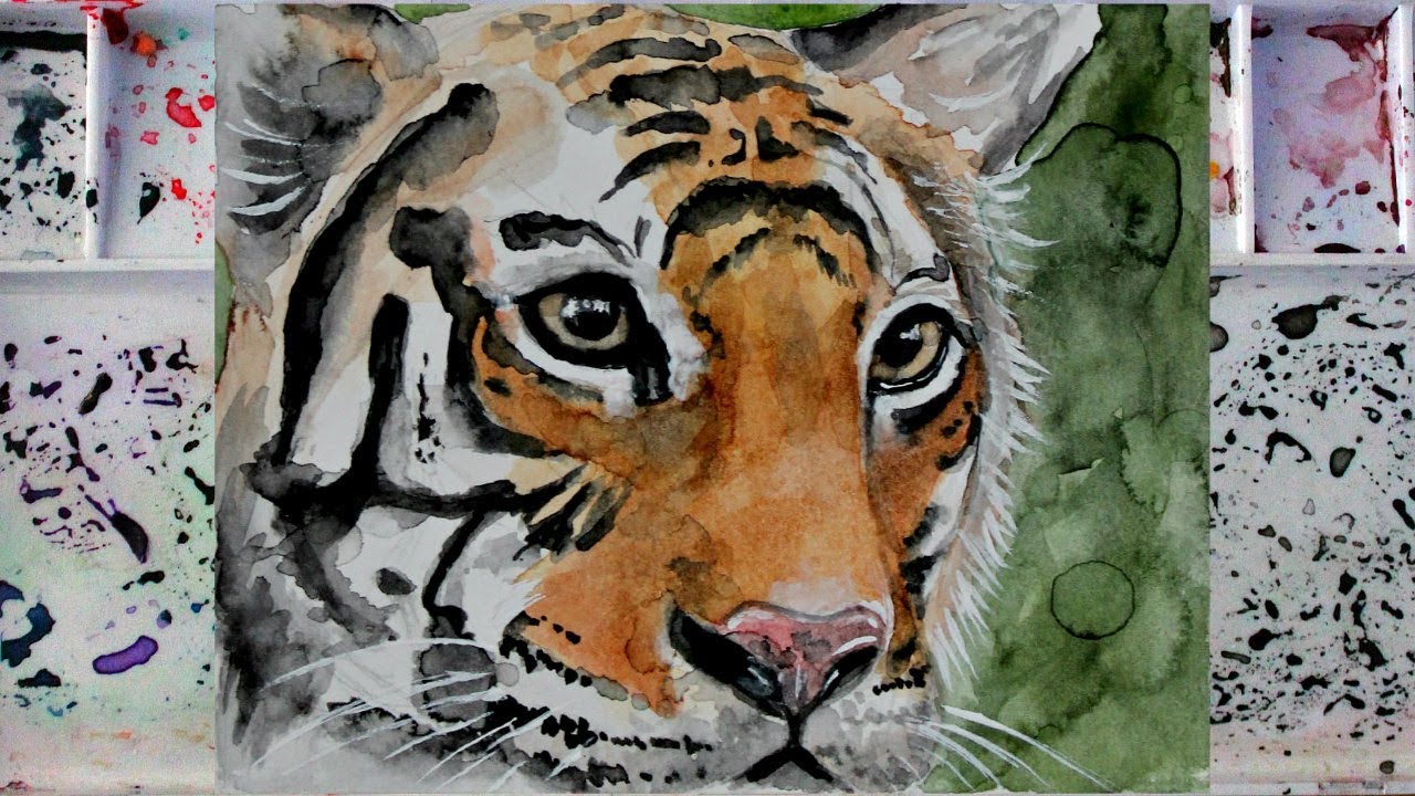 1280x720 Tiger Study Watercolor Time Lapse Painting