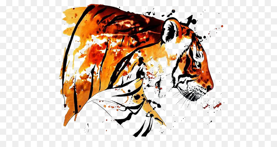 900x480 Bengal Tiger Watercolor Painting Tattoo Drawing