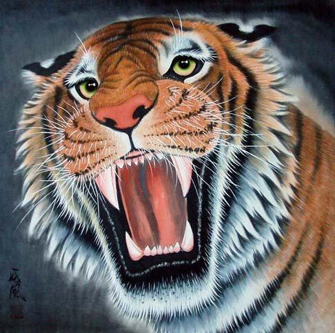 486x483 High Quality Oriental Asia Chinese Watercolor Paintingtiger 100