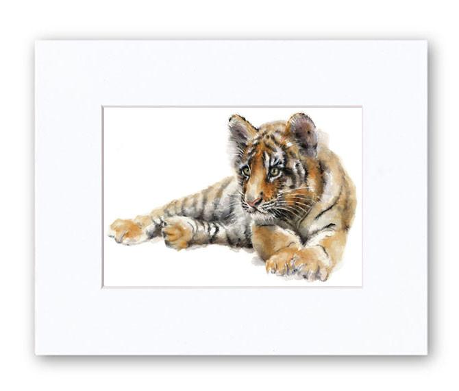 670x570 Tiger Watercolor Archival Print Mira Guerquin Watercolors