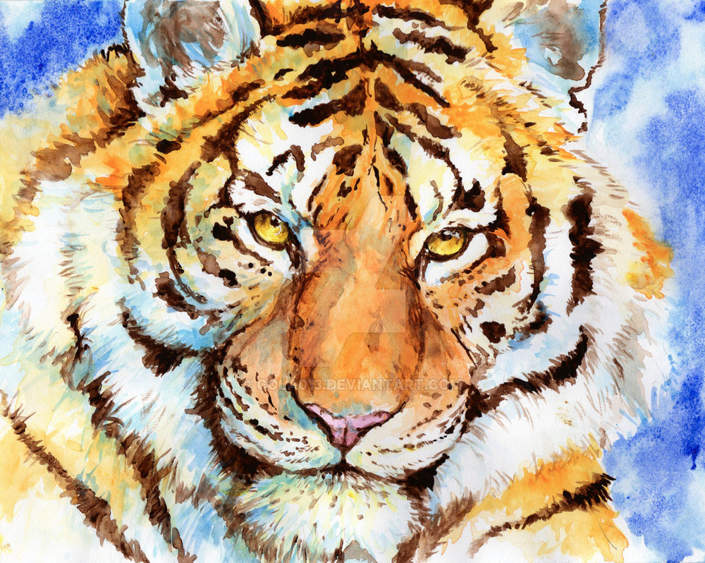 1000x798 Tiger Watercolor Test By Cola013