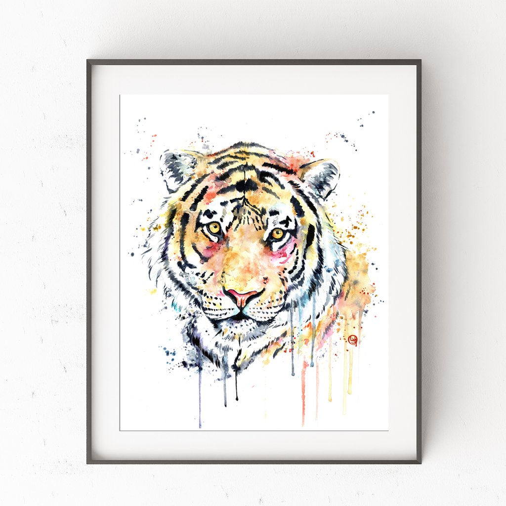 1024x1024 Vesili The Tiger Watercolor Painting Whitehouse Art