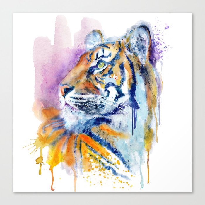 700x700 Young Tiger Watercolor Portrait Canvas Print By Marianvoicu Society6