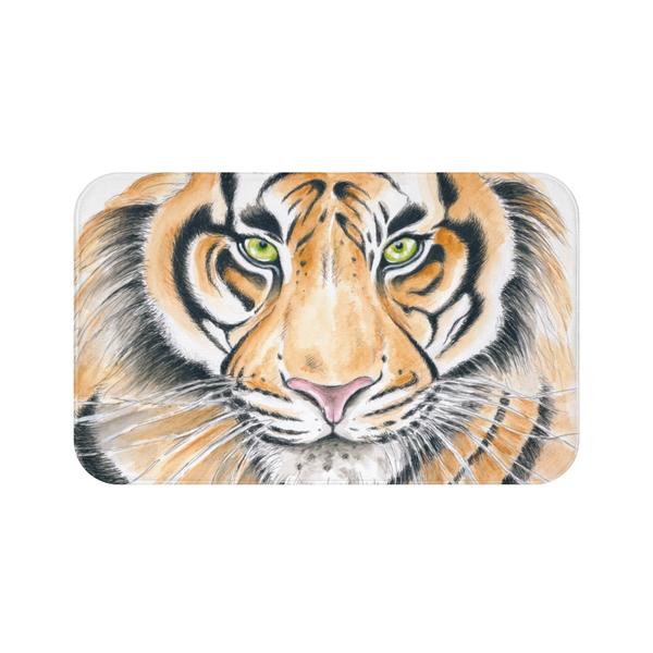600x600 Bengal Tiger Watercolor Ink Art Bath Mat Seven Sirens Studios