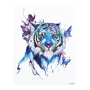 300x300 Blue Temporary Tattoo Stickers Body Art Waterproof Big Tiger