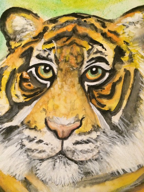 570x760 Tiger Watercolor Painting Etsy