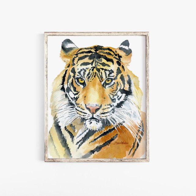 642x642 Tiger Watercolor Painting 11 X 14 Giclee Fine Art Print Etsy