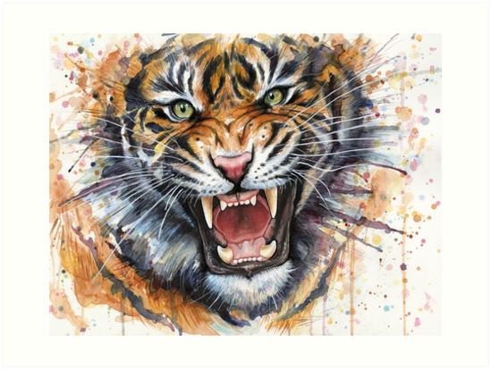 549x413 Tiger Watercolor Painting Art Prints By Olga Shvartsur Redbubble